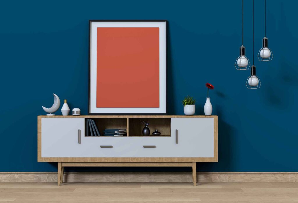 interior living room with sideboard and mockup bla EY7C5LS